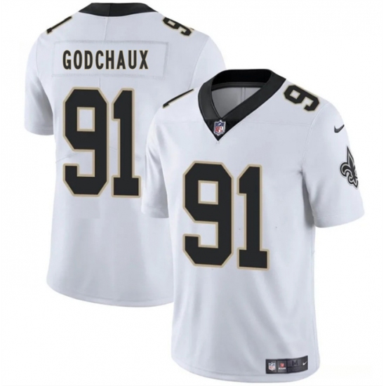Men's New Orleans Saints #91 Davon Godchaux White 2025 Vapor Limited Football Stitched Jersey - Ujersey