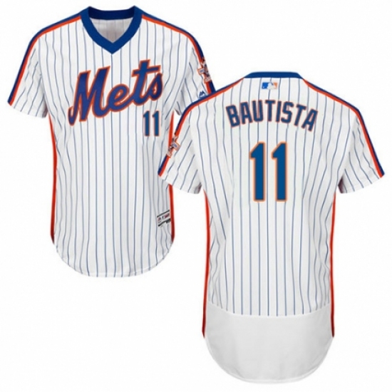 Men's Majestic New York Mets #11 Jose Bautista White Alternate Flex Base Authentic Collection MLB Jersey - Ujersey