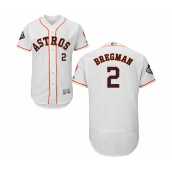 Men's Houston Astros #2 Alex Bregman White Home Flex Base Authentic Collection 2019 World Series Bound Baseball Jersey - Ujersey