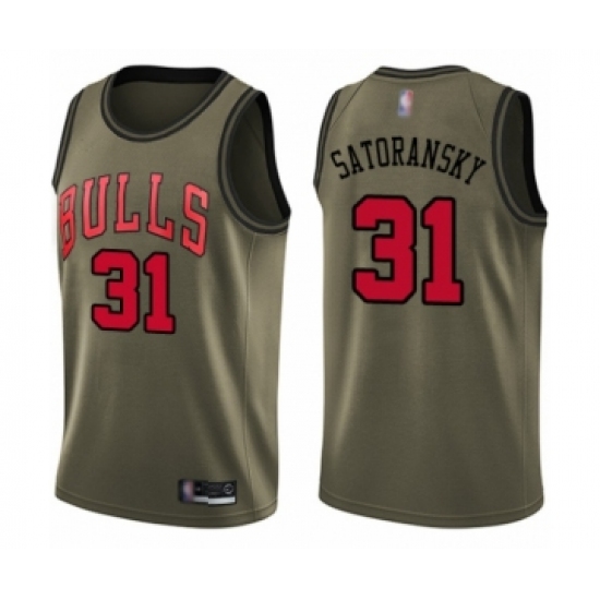 Youth Chicago Bulls #31 Tomas Satoransky Swingman Green Salute to Service Basketball Jersey - Ujersey