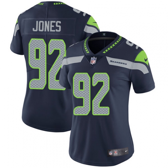 Women's Nike Seattle Seahawks #92 Nazair Jones Navy Blue Team Color Vapor Untouchable Limited Player NFL Jersey - Ujersey