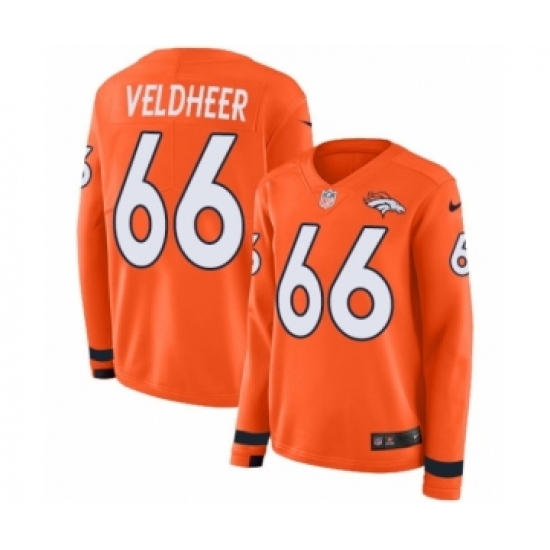 Women's Nike Denver Broncos #66 Jared Veldheer Limited Orange Therma Long Sleeve NFL Jersey - Ujersey