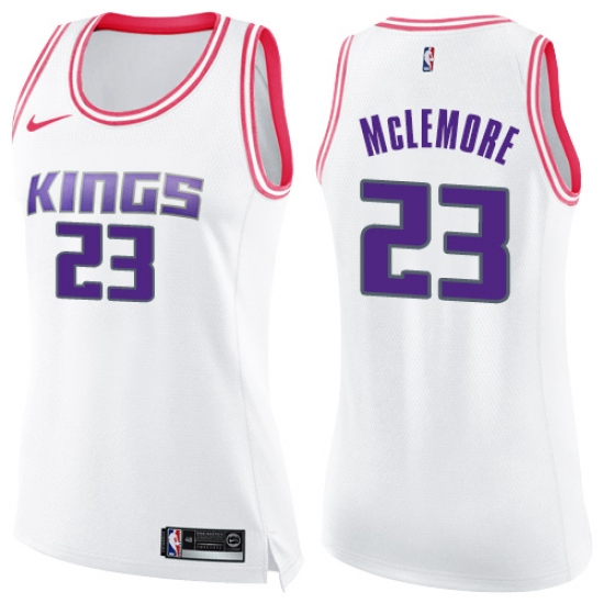 Women's Nike Sacramento Kings #23 Ben McLemore Swingman White Pink Fashion NBA Jersey - Ujersey
