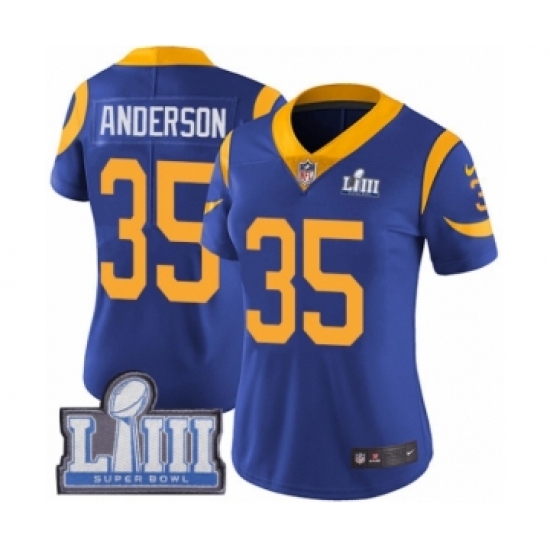 Women's Nike Los Angeles Rams #35 C.J. Anderson Royal Blue Alternate Vapor Untouchable Limited Player Super Bowl LIII Bound NFL Jersey - Ujersey