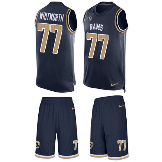 Men's Nike Los Angeles Rams #77 Andrew Whitworth Limited Navy Blue Tank Top Suit NFL Jersey - Ujersey
