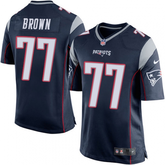 Men's Nike New England Patriots #77 Trent Brown Game Navy Blue Team Color NFL Jersey - Ujersey