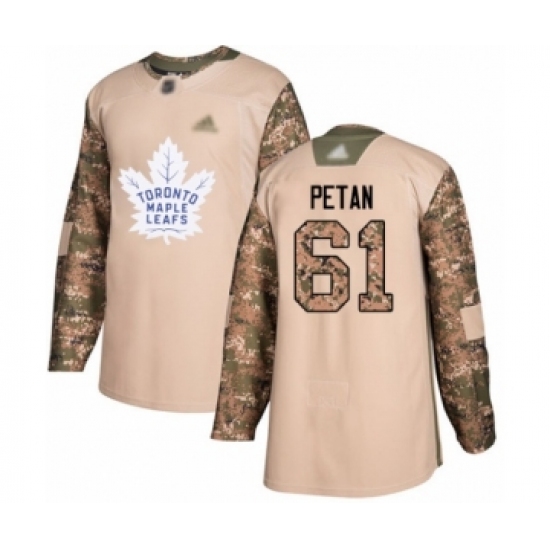 Men's Toronto Maple Leafs #61 Nic Petan Authentic Camo Veterans Day Practice Hockey Jersey - Ujersey