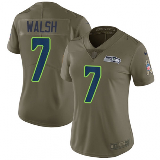 Women's Nike Seattle Seahawks #7 Blair Walsh Limited Olive 2017 Salute to Service NFL Jersey - Ujersey