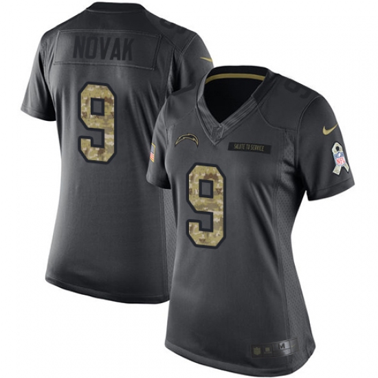 Women's Nike Los Angeles Chargers #9 Nick Novak Limited Black 2016 Salute to Service NFL Jersey - Ujersey