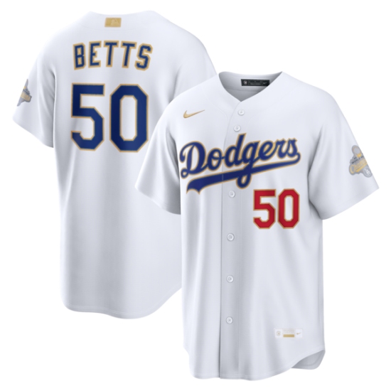 Men's Los Angeles Dodgers #50 Mookie Betts Nike White 2026 Gold Collection Stadium Jersey - Ujersey