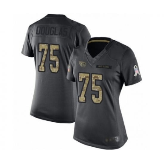 Women's Tennessee Titans #75 Jamil Douglas Limited Black 2016 Salute to Service Football Jersey - Ujersey