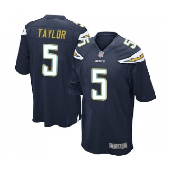 Men's Los Angeles Chargers #5 Tyrod Taylor Game Navy Blue Team Color Football Jersey - Ujersey