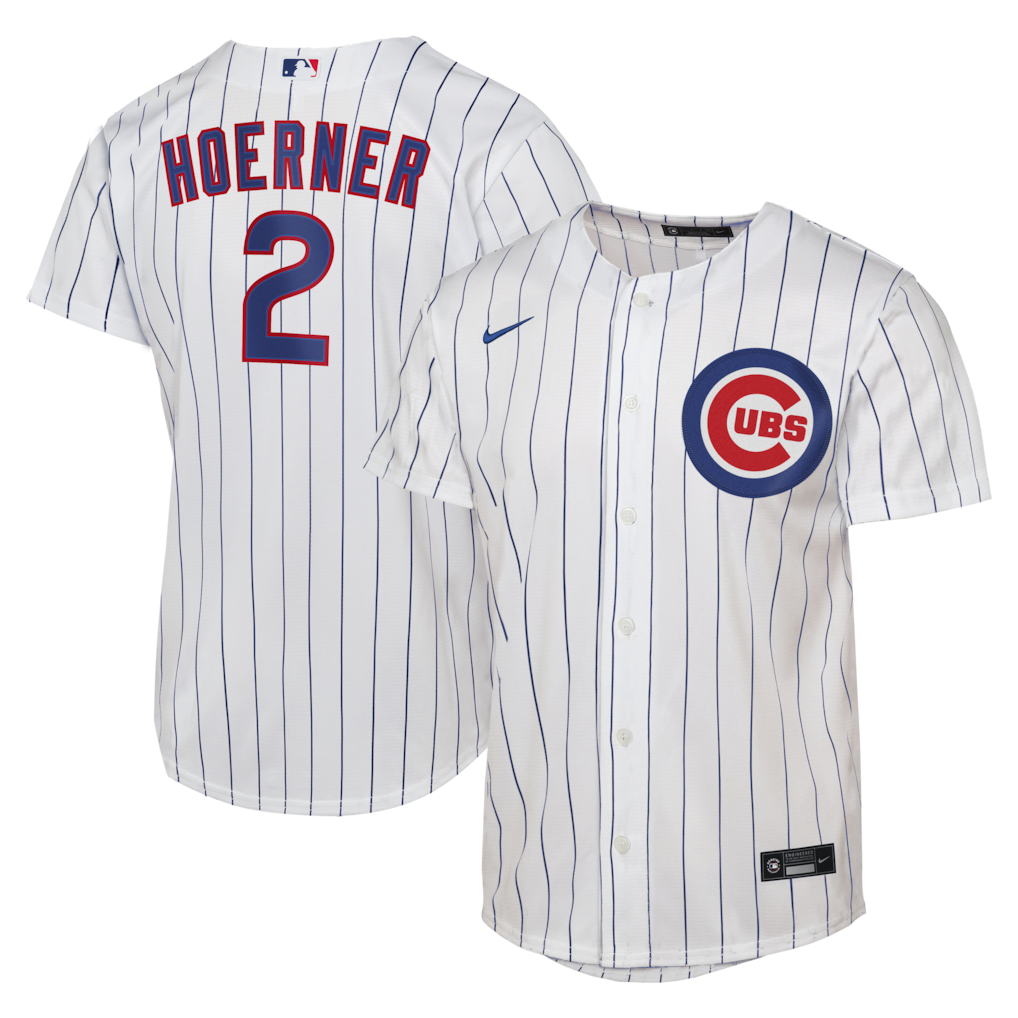 Male Chicago Cubs Nico Hoerner Nike White Home Replica Jersey