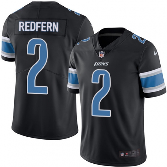 Men's Nike Detroit Lions #2 Kasey Redfern Limited Black Rush Vapor Untouchable NFL Jersey - Ujersey