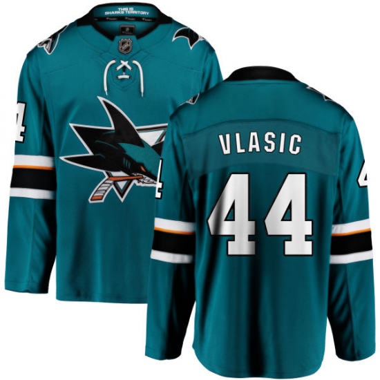 Men's San Jose Sharks #44 Marc-Edouard Vlasic Fanatics Branded Teal Green Home Breakaway NHL Jersey