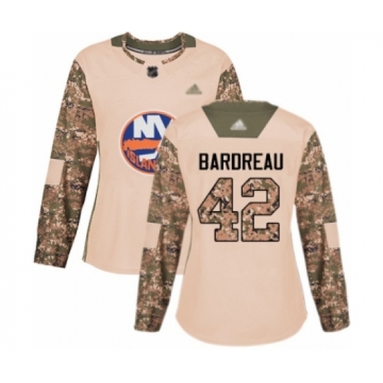 Women's New York Islanders #42 Cole Bardreau Authentic Camo Veterans Day Practice Hockey Jersey