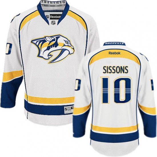 Youth Reebok Nashville Predators #10 Colton Sissons Authentic White Away NHL Jersey - Ujersey