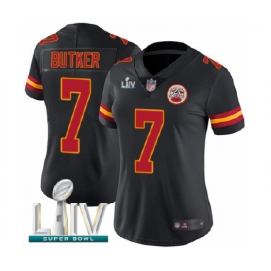 Women's Kansas City Chiefs #7 Harrison Butker Limited Black Rush Vapor Untouchable Super Bowl LIV Bound Football Jersey - Ujersey