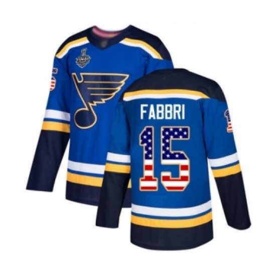 Youth St. Louis Blues #15 Robby Fabbri Authentic Blue USA Flag Fashion 2019 Stanley Cup Final Bound Hockey Jersey - Ujersey