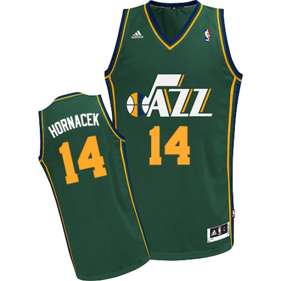 Men's Adidas Utah Jazz #14 Jeff Hornacek Swingman Green Alternate NBA Jersey - Ujersey