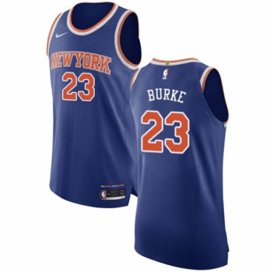 Men's Nike New York Knicks #23 Trey Burke Authentic Royal Blue NBA Jersey - Icon Edition - Ujersey