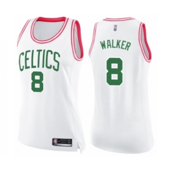 Women's Boston Celtics #8 Kemba Walker Swingman White Pink Fashion Basketball Jersey - Ujersey