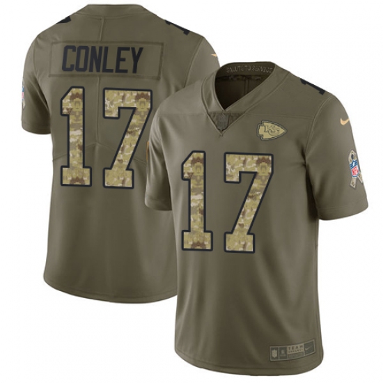 Men's Nike Kansas City Chiefs #17 Chris Conley Limited Olive/Camo 2017 Salute to Service NFL Jersey - Ujersey