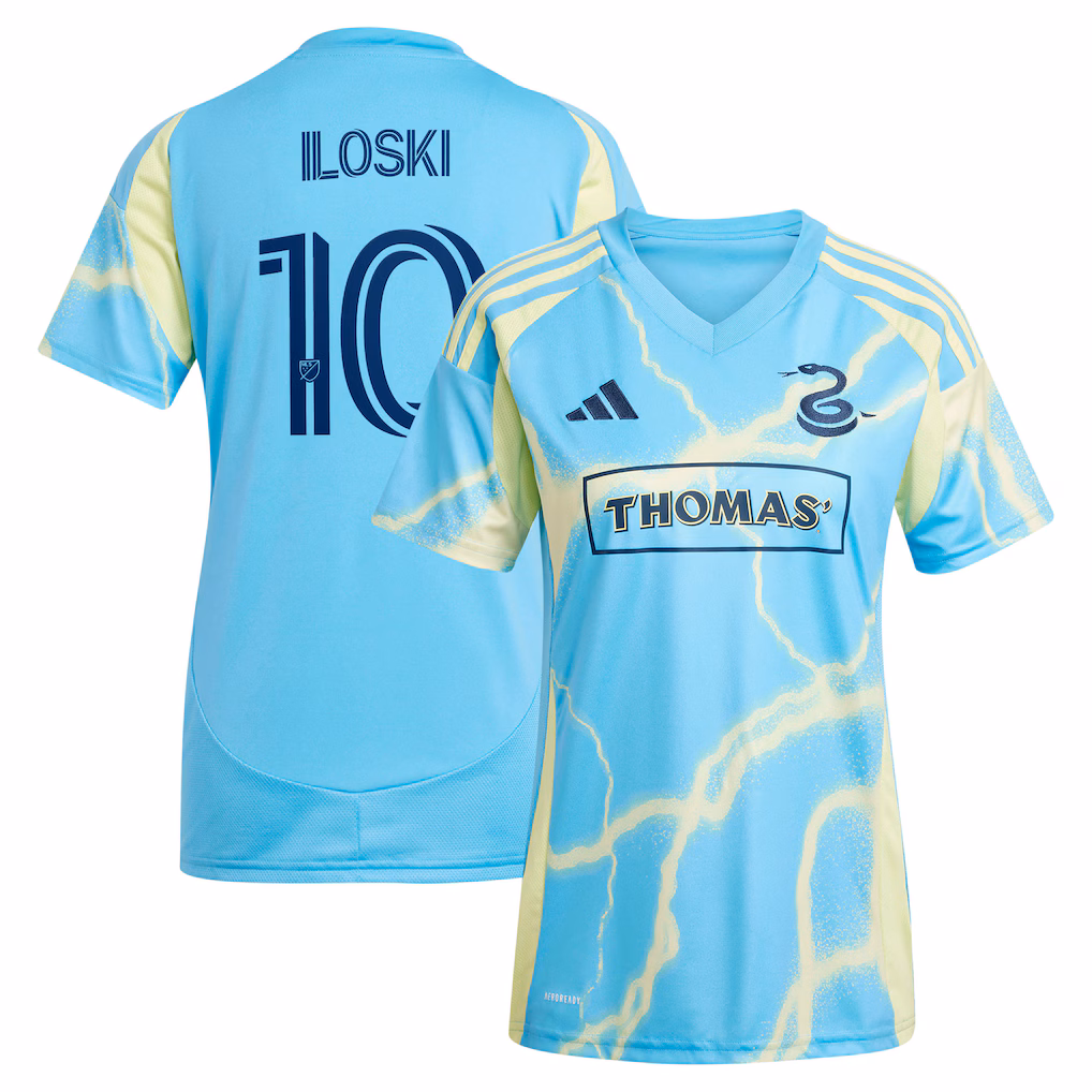 Women's Philadelphia Union Milan Iloski adidas Blue 2025 The Voltage Kit Replica Jersey - Ujersey NHL