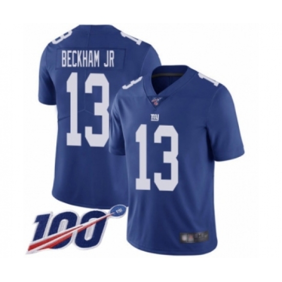 Men's New York Giants #13 Odell Beckham Jr Royal Blue Team Color Vapor Untouchable Limited Player 100th Season Football Jersey - Ujersey