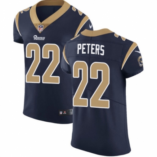 Men's Nike Los Angeles Rams #22 Marcus Peters Navy Blue Team Color Vapor Untouchable Elite Player NFL Jersey - Ujersey