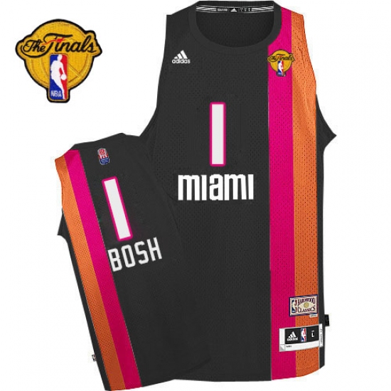 Men's Adidas Miami Heat #1 Chris Bosh Swingman Black ABA Hardwood Classic Finals Patch NBA Jersey - Ujersey