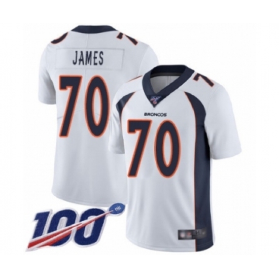 Men's Denver Broncos #70 Ja'Wuan James White Vapor Untouchable Limited Player 100th Season Football Jersey - Ujersey
