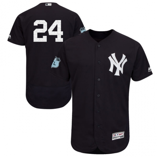 Men's Majestic New York Yankees #24 Gary Sanchez Navy Blue 2017 Spring Training Authentic Collection Flex Base MLB Jersey - Ujersey