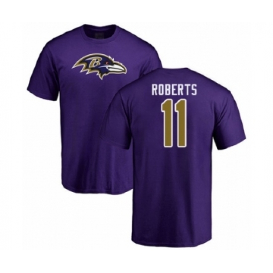 Football Baltimore Ravens #11 Seth Roberts Purple Name & Number Logo T-Shirt - Ujersey