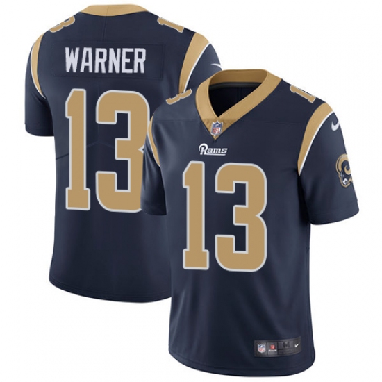 Youth Nike Los Angeles Rams #13 Kurt Warner Navy Blue Team Color Vapor Untouchable Limited Player NFL Jersey - Ujersey
