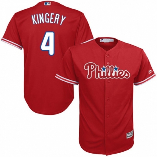 Men's Majestic Philadelphia Phillies #4 Scott Kingery Replica Red Alternate Cool Base MLB Jersey - Ujersey