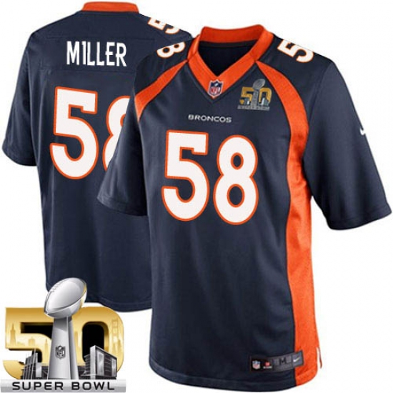 Men's Nike Denver Broncos #58 Von Miller Limited Navy Blue Alternate Super Bowl 50 Bound NFL Jersey - Ujersey