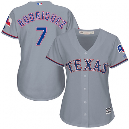 Women's Majestic Texas Rangers #7 Ivan Rodriguez Authentic Grey Road Cool Base MLB Jersey - Ujersey