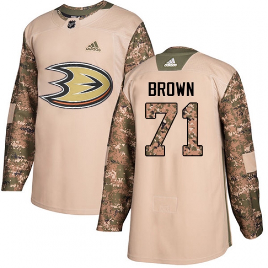 Youth Adidas Anaheim Ducks #71 J.T. Brown Authentic Camo Veterans Day Practice NHL Jersey - Ujersey