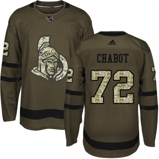 Youth Adidas Ottawa Senators #72 Thomas Chabot Authentic Green Salute to Service NHL Jersey - Ujersey