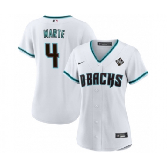 Women's Arizona Diamondbacks #4 Ketel Marte White 2023 World Series Stitched Baseball Jersey - Ujersey