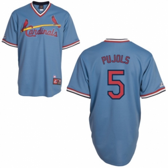 Men's Majestic St. Louis Cardinals #5 Albert Pujols Replica Blue Cooperstown Throwback MLB Jersey - Ujersey