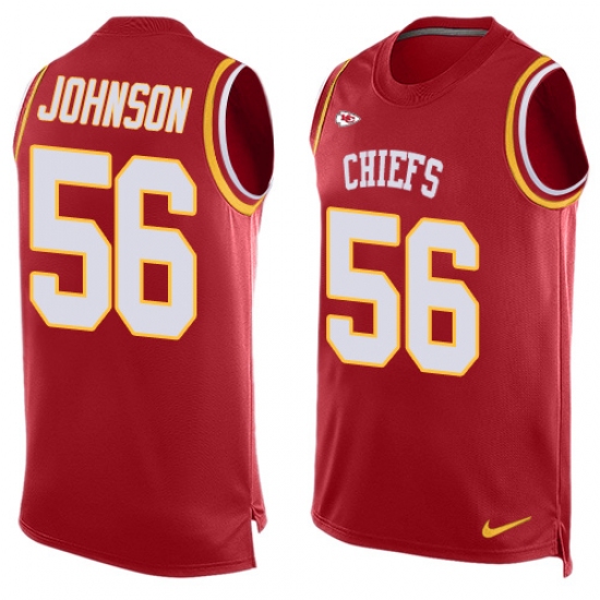 Men's Nike Kansas City Chiefs #56 Derrick Johnson Limited Red Player Name & Number Tank Top NFL Jersey - Ujersey