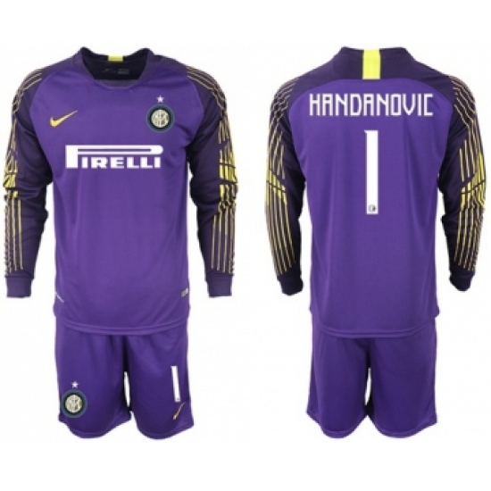 Inter Milan #1 Handanovic Purple Goalkeeper Long Sleeves Soccer Club Jersey