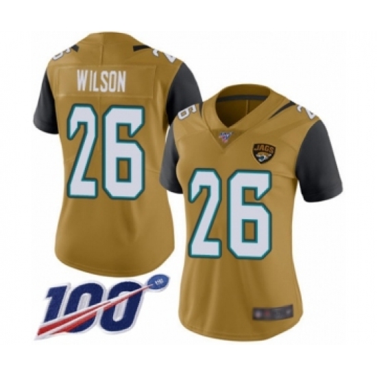 Women's Jacksonville Jaguars #26 Jarrod Wilson Limited Gold Rush Vapor Untouchable 100th Season Football Jersey - Ujersey