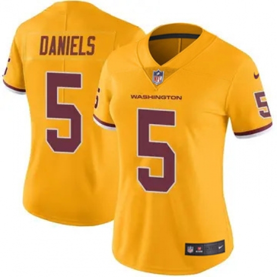Women Washington Commanders #5 Jayden Daniels Burgundy Rush Stitched Football Jersey