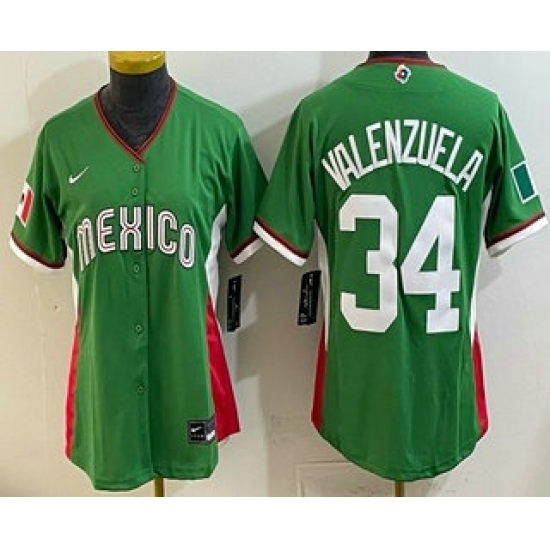 Women's Mexico #34 Fernando Valenzuela Green 2026 World Baseball Classic Cool Base Jersey