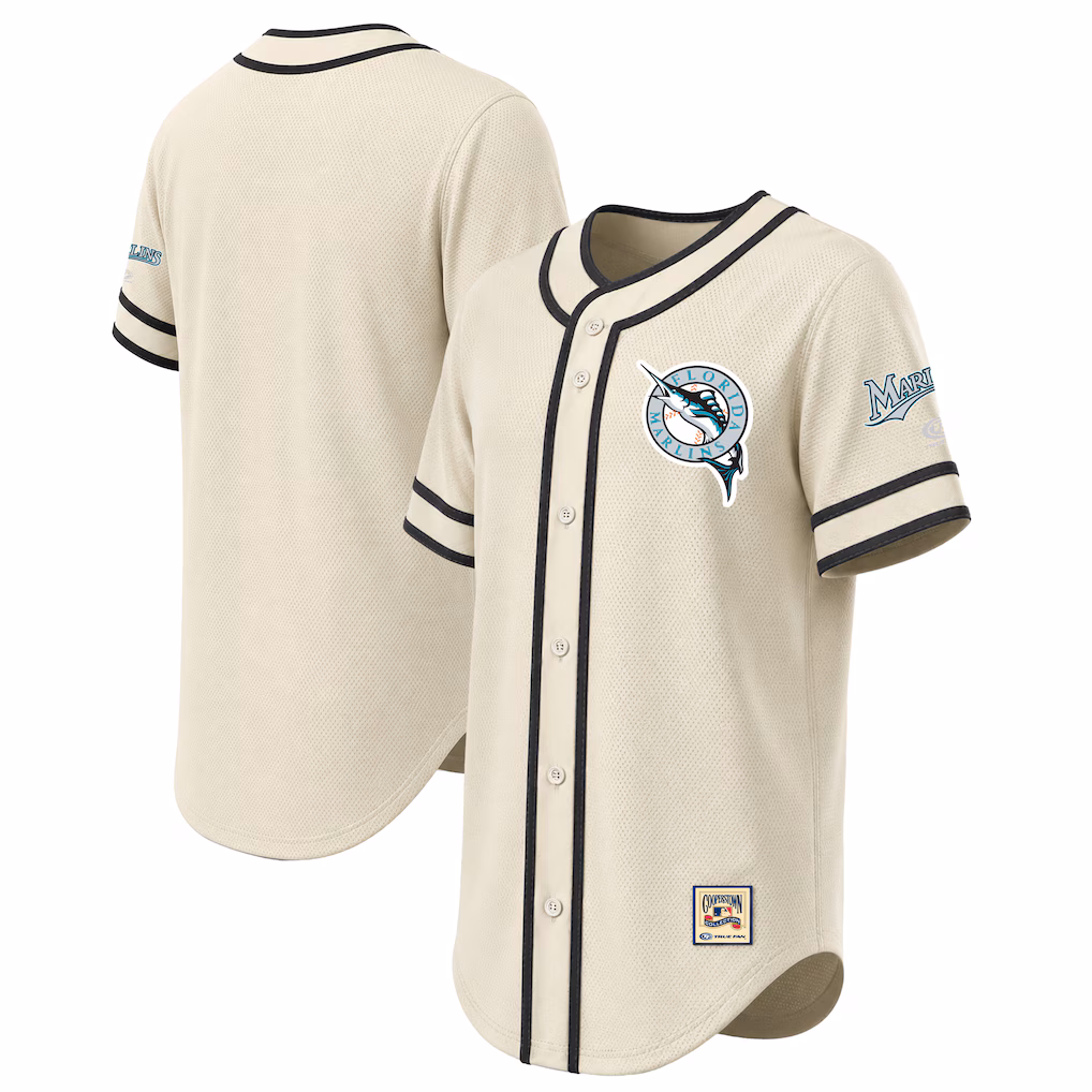 Men's Miami Marlins Stitches Natural Throwback Fashion Jersey - Ujersey