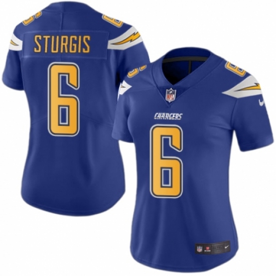 Women's Nike Los Angeles Chargers #6 Caleb Sturgis Limited Electric Blue Rush Vapor Untouchable NFL Jersey - Ujersey