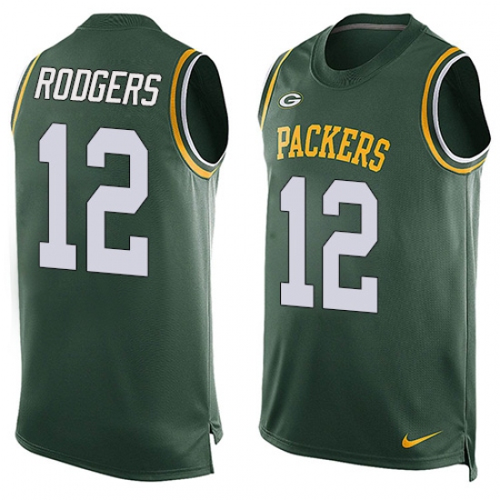 Men's Nike Green Bay Packers #12 Aaron Rodgers Limited Green Player Name & Number Tank Top NFL Jersey - Ujersey